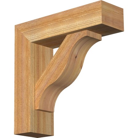 Ekena Millwork Funston Block Rough Sawn Bracket w/ Offset Brace, Western Red Cedar, 6"W x 20"D x 20"H BKT0604X20X20FST05RWR